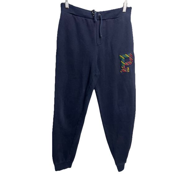 Polo Ralph Lauren Youth Sweatpants L 14/16 Blue Pennant Logo Fleece Sport Retro - Picture 1 of 10